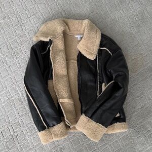 Black and Cream Shearling Jacket nwot